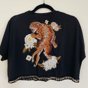 Tiger Print Chain Link Crop Top